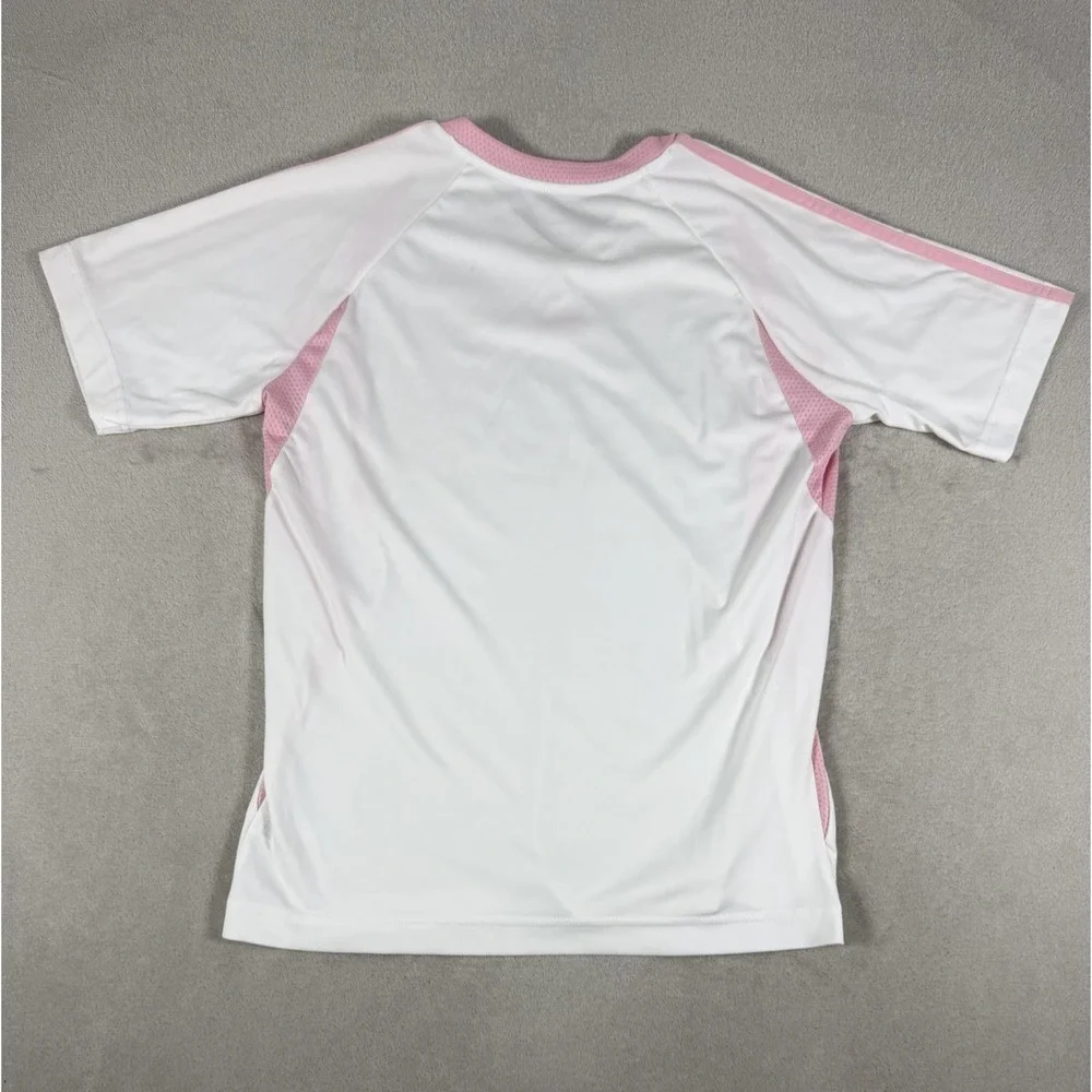 Vintage 2009 Adidas ClimaCool V-Neck Soccer Jersey White Pink Women's Size S - Picture 12 of 16
